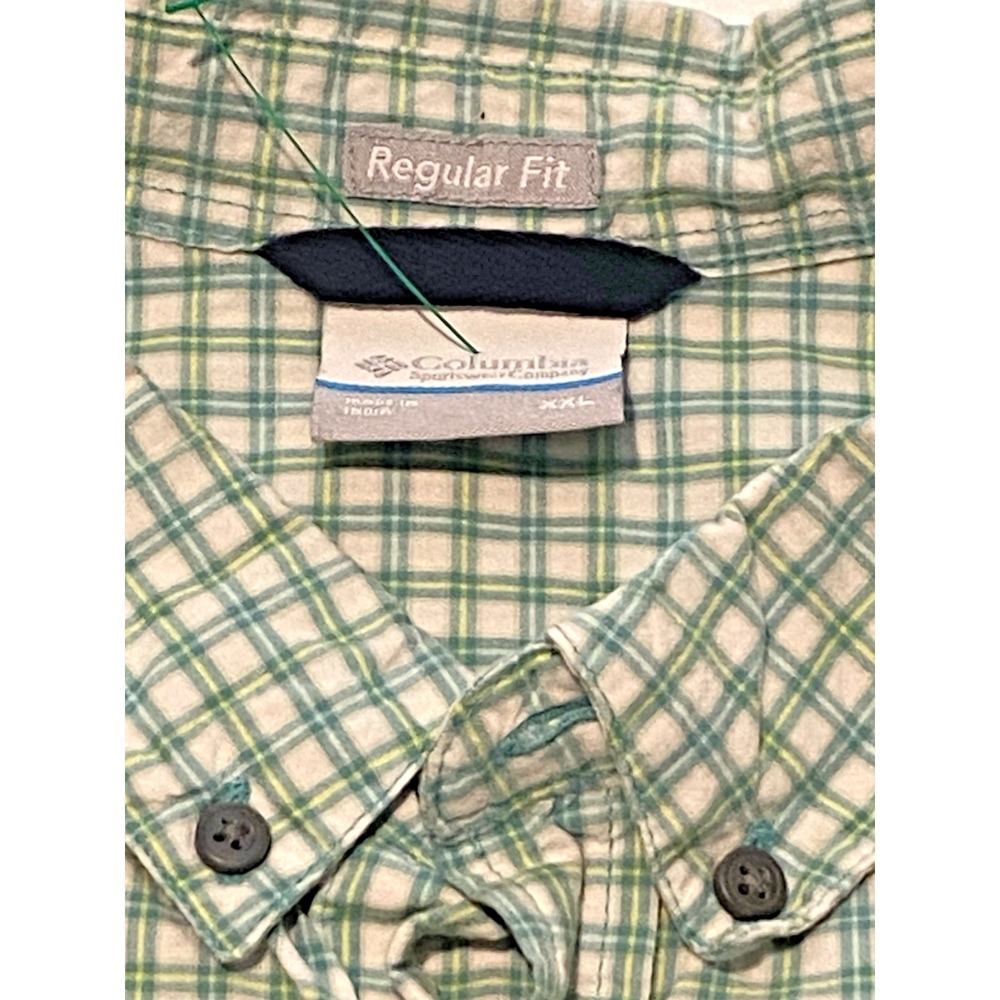 Columbia Lightweight‎ Button Up Short Sleeve Outdoor Hike Plaid Mens 2XL B10-07